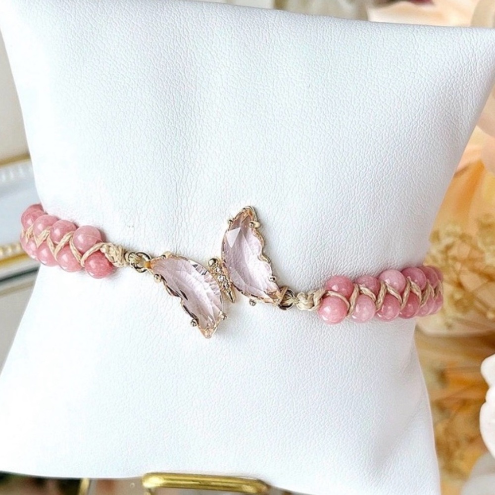 Parklane Everly Pink butterfly Beaded Bracelet